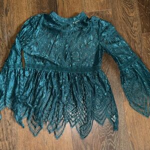 Elegant Lace Women Top in Teal